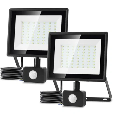 Afbeelding van Aigostar LED schijnwerper 50W, met bewegingssensor, 4300 lm, Zeer Helder, voor Buiten, IP65, Waterdicht, 6500K,Koud wit, ideaal tuin, Garage, Terras,2PC