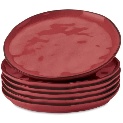 Afbeelding van LOBERON Dessertbordjes set van 6 Biarré rood