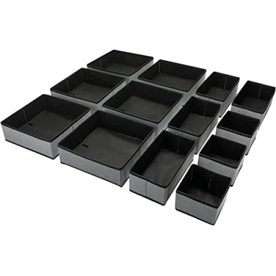 Afbeelding van Puricon 13 Stuks Lade organizers Opbergdoos voor Ondergoed Kleding, Opvouwbare Kledingkast kast Divider Cubes Containers Ondergoed, bh&#039;s, Sokken, Sjaals en Stropdassen Grijs…