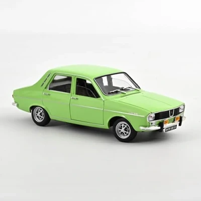 Afbeelding van het 1:18 gegoten model van De Renault R12 TS uit 1973 in groen fabrikant schaalmodel is Norev. Dit alleen online verkrijgbaar