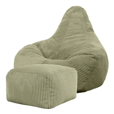 Afbeelding van icon “Dalton Corduroy Zitzakfauteuil en Hocker, Groen, Zitzakstoel, Cord Zitzak Volwassenen met Vulling, Woonkamerzitzakken