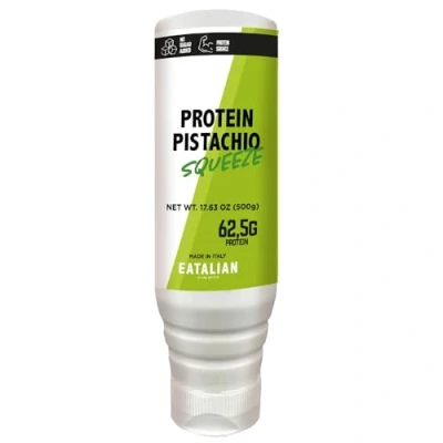 Afbeelding van EATALIAN by AMZ BETTER Proteïnetopping met pistacjesmaak, zoete proteïnecrème in een knijpfles van 500 g, gemaakt Italië, pistacjesaus, ideaal voor het garneren ijs, desserts en Dubai Chocolate