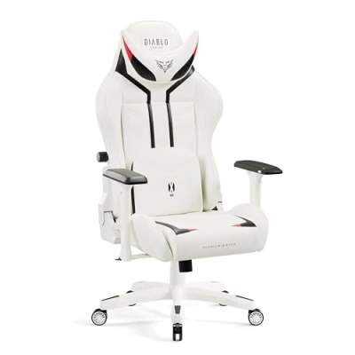 Afbeelding van Diablo X Ray Gaming Game Stoel Chair Bureaustoel 4D Armleuningen Ergonomisch Ontwerp Kunstleer Perforatie Kantelfunctie Wit Zwart King (XL)
