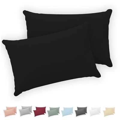 Afbeelding van Twinzen® Kussensloop 40x70 (Set van 2) 100% Katoen Jersey 150 GSM Zwart Kussenhoes met ritssluiting Oeko Tex gecertificeerd