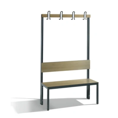Afbeelding van Bank met kapstok hout, rugleuning Basic Plus en zonder schoenenrek CP