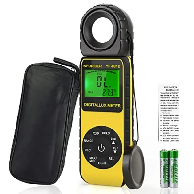 Afbeelding van Digitale Luxmeter Lichtmeter INFURIDER YF 881D Illuminometer 0,1 400.000 Lux met een 270 Draaibare Detector voor LED licht en Gecultiveerde Planten