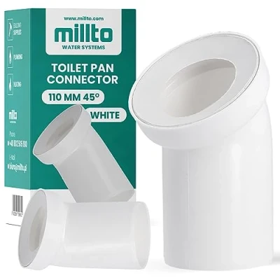 Afbeelding van Millto™ wc aansluitboog 110 mm 45º buisboog afvoerpijp toiletaansluiting toiletvloerconnector polypropyleen afvoersystemen aansluiting witte verbinding voor toilet