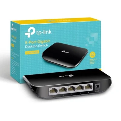 Afbeelding van TP Link TL SG1005D, 5 Port Gigabit Ethernet Network Switch, Splitter, Hub, Desktop and Wall Mounting, Plastic Case, Plug Play, Energy Saving, Black