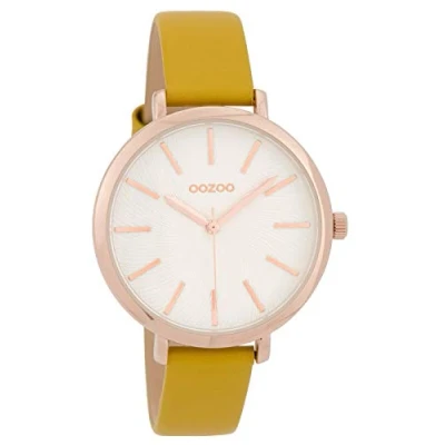 Afbeelding van Rosé goudkleurige OOZOO horloge met mosterd gele leren band C9697