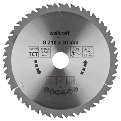 Afbeelding van Wolfcraft 6737000 Hardmetaal cirkelzaagblad 210 x 30 mm Aantal tanden: 1 stuk(s)