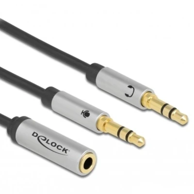 Afbeelding van Delock Headset Adapter 1 x 3,5 mm 4 Pin Klinkenbuchse zu 2 3