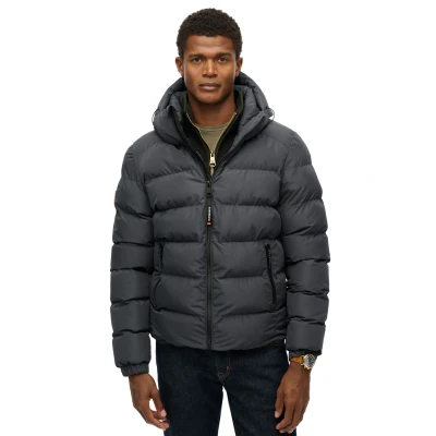 Afbeelding van Superdry Hooded Sports Puffer Winterjas, Heren, Maat: Medium, ebony