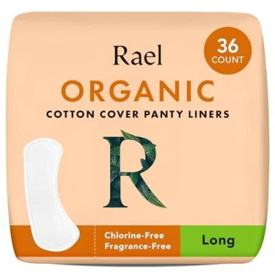 Afbeelding van Rael Biologische katoenen inlegkruisjes voor vrouwen lichtabsorberend, veganistisch, dierproefvrij, hypoallergeen, ongeparfumeerd, chloorvrij (lang, 36 stuks)