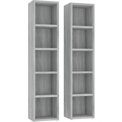 Afbeelding van vidaXL CD kasten 2 st 21x16x93,5 bewerkt hout grijs sonoma eikenkleur