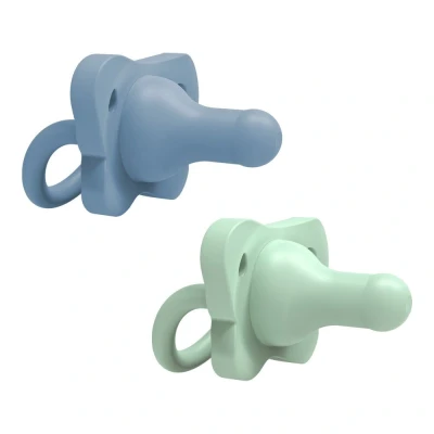 Afbeelding van Dr. Brown&#039;s Fopspeen Dr.Brown&#039;s HappyPaci Siliconen Blauw &amp; Groen 0 6 Mnd