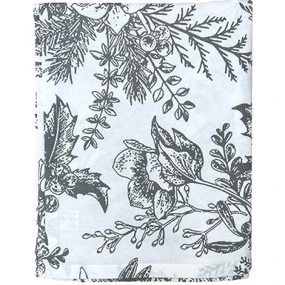 Afbeelding van Ragged Rose Kersttafelkleed feestelijk linnen tafelkleed met prints in Scandinavische stijl voor woonkamer en keuken katoenen dat past op een tafel van 15 17 cm zilveren hulstprint