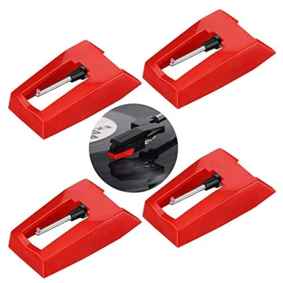 Afbeelding van BaiJ platenspeler, naald, stylus naald 4 pack reservenaald voor platenspeler tonnaald, vervanging universele diamant vinyl