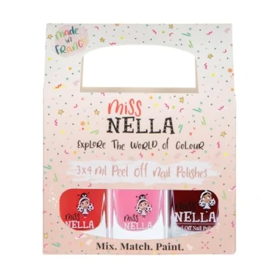 Afbeelding van Miss Nella JUST LIKE MUMMY&#039;S nagellak, set van 3 flesjes loslatende nagellak op waterbasis, geurloos. Onze is veilig en leuk.