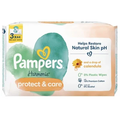 Afbeelding van Pampers Harmonie Protect &amp; Care Calendula Billendoekjes 132 doekjes 3 x 44