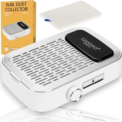 Afbeelding van GASHIO® Professionele nagelstofzuiger, 80 W, vermogensregeling, nagelstofzuiger voor acrylnagels, gelnagels, krachtige nagelzuiger manicure en pedicure, wit, HEPA herbruikbaar filter