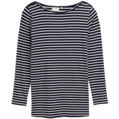Afbeelding van TOM Tailor WITH Streifenmuster Longsleeve, Dames, Maat: 54, Navy offwhite