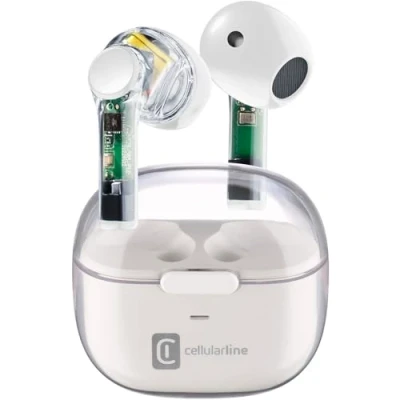 Afbeelding van Cellularline FINE Headset True Wireless Stereo (TWS) In ear Oproepen/muziek Bluetooth Transparant, Wit