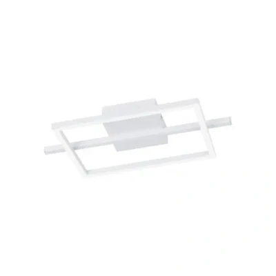 Afbeelding van Eglo LED plafondlamp Amandolo, vierkante plafondspot dimbaar met afstandsbediening, geometrische plafondverlichting van wit metaal, warm koud wit, RGB achtergrondverlichting