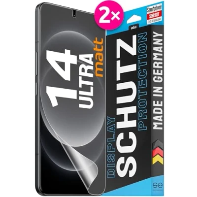 Afbeelding van S.E Beschermfolie voor Xiaomi 14 Ultra, ontspiegeld, 2 x folies in een set uit Duitsland, Ultra folie, matte displayfolie, Mi mat alternatief veiligheidsglas