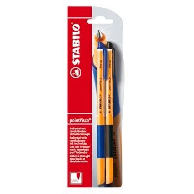 Afbeelding van Rollerball STABILO pointVisco 2 stuks blauw, zwart