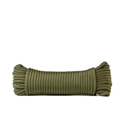 Afbeelding van SNURO polyester touw (6mm, 20m, kaki groen) Gevlochten Sterk, weerbestendig en veelzijdig Breekkracht 602kg