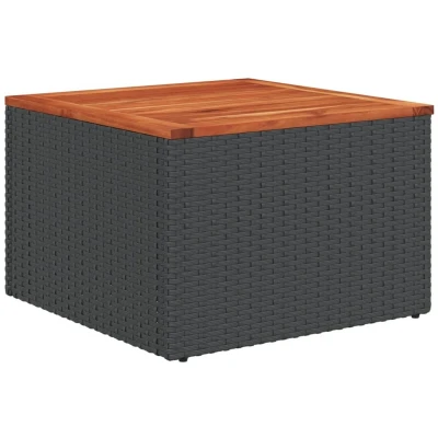 Afbeelding van Tuintafel 55x55x37 cm poly rattan en acaciahout zwart
