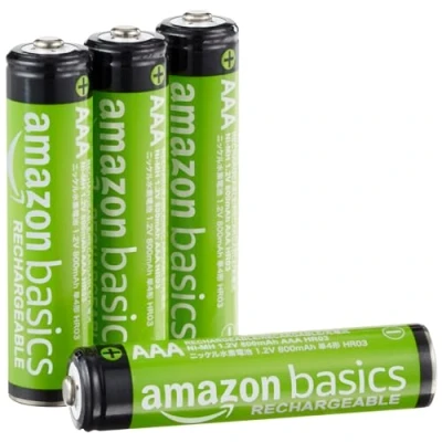 Afbeelding van Amazon Basics AAA batterijen, oplaadbaar, NiMh, vooraf opgeladen, set van 4 (uiterlijk kan variëren)