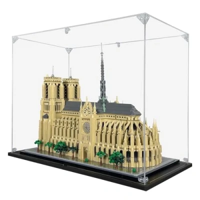 Afbeelding van transparante acryl vitrine voor Lego 21061 Notre Dame de Paris displaybox, bouwsteen verzamelobjecten, stofdichte showcase opbergdoos standaard (alleen hoes) (2 mm)