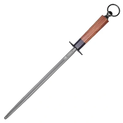 Afbeelding van MITSUMOTO SAKARI 44 cm Japanse Messenslijper van, Professionele Keukenmessenslijper, Zwart Diamant Round Slijpstaal (Zuurhouten handvat en Geschenkdoos)
