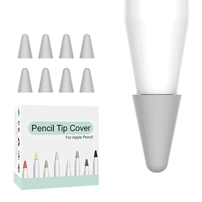 Afbeelding van Potlood Tip Cover, 8 Pack Vervanging Tips Compatibel voor Apple Pencil 1e 2e Generatie Siliconen Penpunt Protector Cap iPencil iPad Pro 11&quot; 10,5&quot; 12,9&quot; 9,7&quot; Grijs