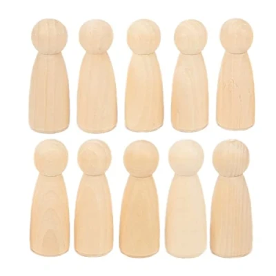 Afbeelding van 10 Pcs Houten Peg Poppen 75mm Onvoltooide Pop Mensen Decoratieve Figuren voor Kinderen Kunst en Creatieve DIY Craft:(meisjes)