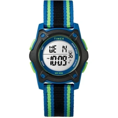 Afbeelding van Timex Kinderhorloge Time Machines Digitaal 35mm Blauw/Zwart/Groen dubbellaags met nylon band TW7C26000