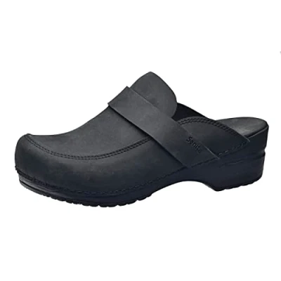 Afbeelding van Sanita Knaus Open clogs, origineel handgemaakt product voor dames, anatomisch gevormd voetbed met zacht schuim, Zwart, 42 EU
