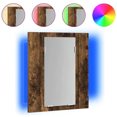Afbeelding van vidaXL Badkamerspiegelkast LED 40x12x45 cm bewerkt hout gerookt eiken