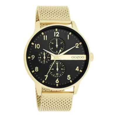 Afbeelding van goudkleurige OOZOO horloge met metalen mesh armband C11302