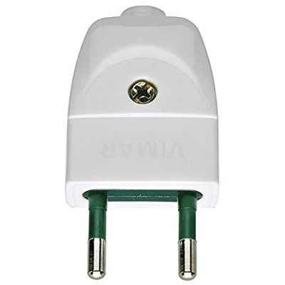 Afbeelding van Vimar RI.00200B stekker klein met bescherming SICURY 2P 10A 250V , Italiaanse standaard type S10, axiale kabeluitgang, wit