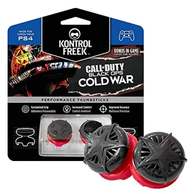 Afbeelding van KontrolFreek Call of Duty: Black ops Cold War Performance Thumbsticks voor PlayStation 4 (PS4) en 5 (PS5) 2 High Rise, Convex Zwart/Rood