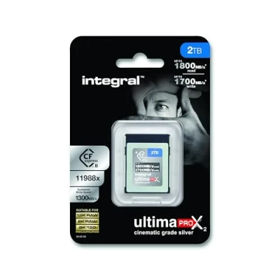 Afbeelding van Integral 2TB 2000GB CFexpress geheugenkaart type B 2.0 12K &amp; 8K Raw en 120 ontworpen voor geavanceerde DSLR filmcamera&#039;s met een hoge duurzame schrijfsnelheid, min. 1300MB/s