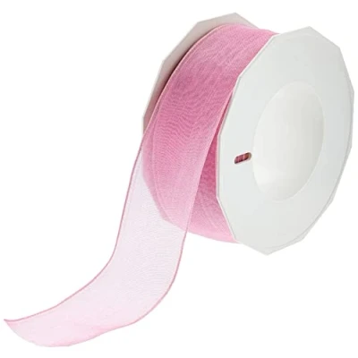 Afbeelding van C.E. Pattberg Präsent Four Seasons Organza bedrade rand Lint Dusty Rose 40 mm breedte, 25 m lengte