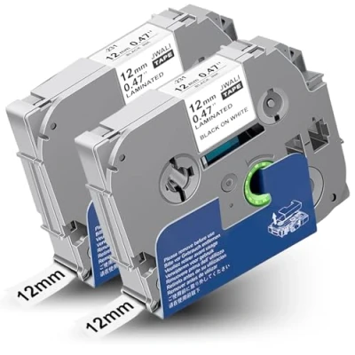 Afbeelding van PUWOWYE Compatibel met Brother Tze 231 TZ 12 mm 0,47 gelamineerde witte tape voor P touch tapes PT H100R H105 H100LB H110 H107B D400 D210 1000 H101 E1000