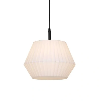 Afbeelding van QAZQA Moderne buiten hanglamp zwart met witte kap 45,6 cm IP44