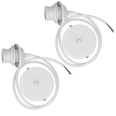 Afbeelding van kwmobile E27 fitting Met snoer Lampfitting voor hanglamp compleet 80cm lichtsnoer bevestigingsring en plafonniere Wit