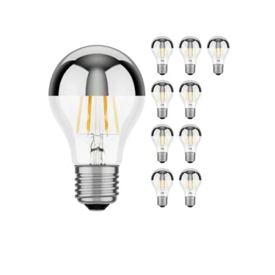Afbeelding van ledscom.de 10 stuks E27 LED lamp, A60, warm wit (2700 K), 6 W, 667lm, hoofdspiegel (zilver)