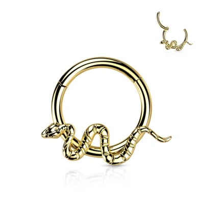 Afbeelding van Piercing clicker titanium slang gold plated 1.2x8mm