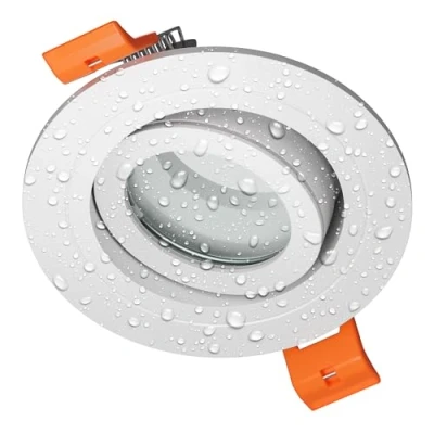 Afbeelding van ledscom.de Badkamer plafondinbouwframe ERID, vochtbestendig, badkamer, IP44, rond, draaibaar, wit mat